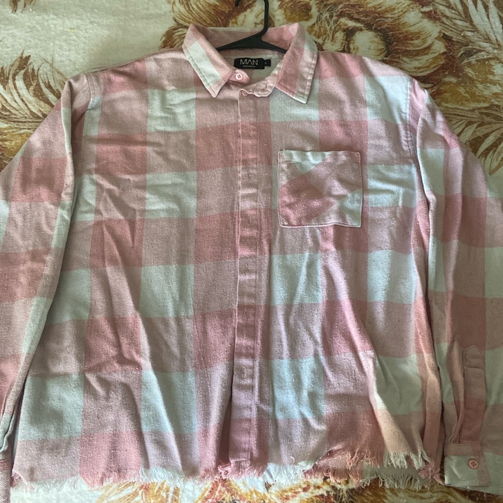 Long Sleeve Boxy Pastel Squared Check Shirt (flannel)